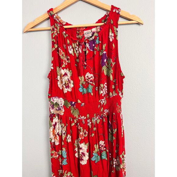 Bila Womens M Dress Floral Smocked Peasant Bohemian Sundress Festival Boho Flowy - Picture 4 of 9